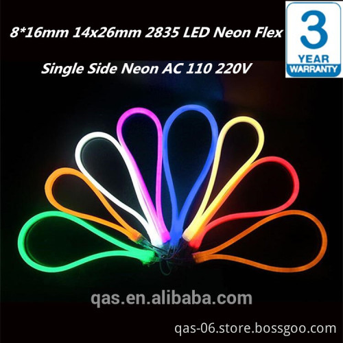 8*16mm LED Green color neon tube flex 110 220v lights for shop decoration